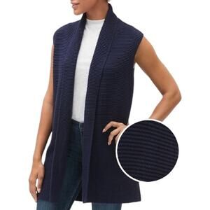 GAP plus size navy blue chunky knit open front sweater vest cardigan XXL